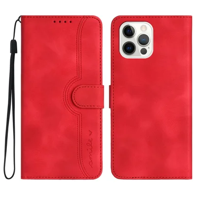 YX003 For iPhone 15 Pro PU Leather Phone Case Imprinted Wallet Stand Anti-drop Cover - Red