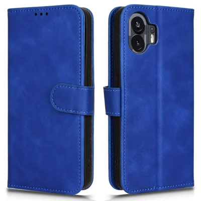 For Nothing Phone (2) Phone Case Stand Skin-touch Wallet PU Leather Full Protection Phone Cover - Blue