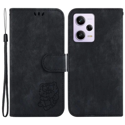 Flip Case for Xiaomi Poco X5 Pro 5G / Redmi Note 12 Pro Speed 5G / Note 12 Pro 5G , Stand Wallet Tiger Pattern Imprinted PU Leather Cellphone Cover - Black