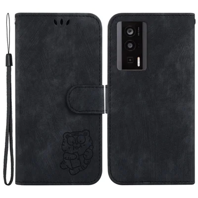 PU Leather Case for Xiaomi Redmi K60 5G / K60 Pro 5G / Poco F5 Pro 5G Stand Wallet Tiger Pattern Imprinted Cellphone Flip Cover - Black