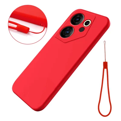 For TECNO Camon 20 Premier 5G Anti-Fingerprint Phone Case Liquid Silicone+Soft Lining Cover - Red