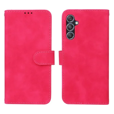 For Samsung Galaxy F34 5G / M34 5G Stand Skin-touch Phone Case Wallet PU Leather Full Protection Phone Cover - Rose