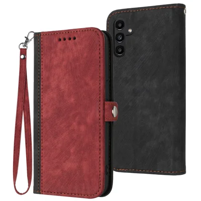 YX0020 For Samsung Galaxy A24 4G (162.1 x 77.6 x 8.3mm) Phone Wallet Case Anti-scratch Leather Stand Cover with Strap - Red