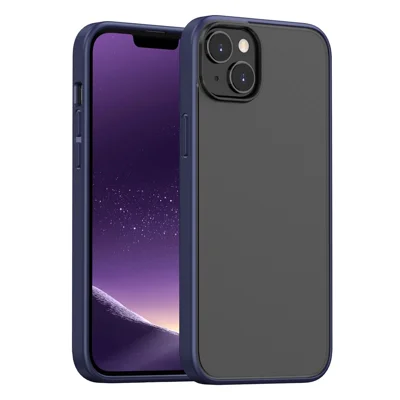 Magic Series Frosted Translucent Back Cover for iPhone 15 Plus , TPU + PC Anti-Fingerprint Phone Case - Blue