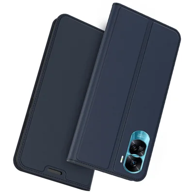 For Honor 90 Lite 5G / X50i 5G Phone Cover Card Slot PU Leather Foldable Stand Flip Phone Case - Blue
