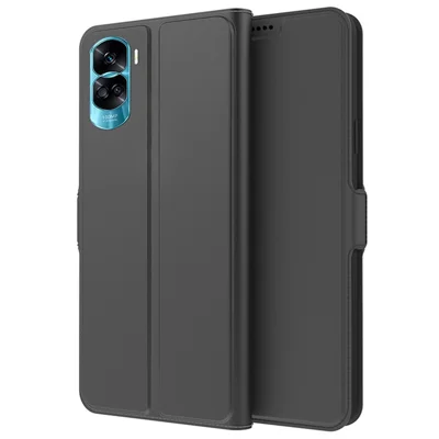 For Honor 90 Lite 5G / X50i 5G Drop Proof PU Leather Stand Cover Card Holder Phone Case - Black