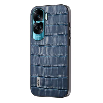 ABEEL For Honor X50i 5G / 90 Lite 5G Cowhide Leather+TPU+PC Case Crocodile Texture Cell Phone Cover - Blue