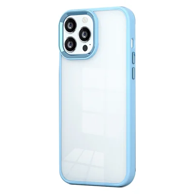 For iPhone 15 Plus Skin-touch Candy Color TPU+PC Phone Case High Transparency Back Cover - Baby Blue