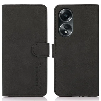 KHAZNEH Per Oppo A58 4G Custodia in pelle PU per smartphone Texture Wallet Stand Phone Cover - Nero