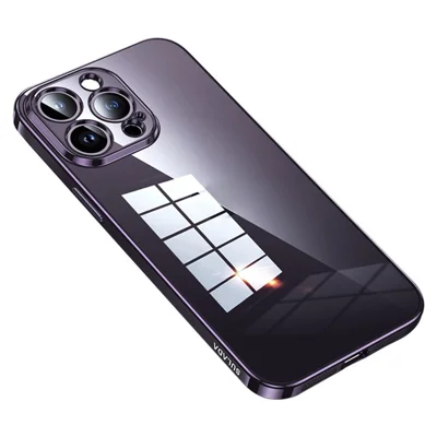 SULADA Für iPhone 15 Pro TPU Back Cover Electroplating Straight Edge Clear Phone Case - Violett