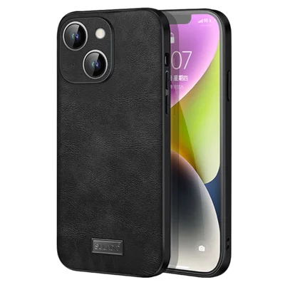 SULADA Pour iPhone 15 Étui de Protection en Cuir PU Enduit de TPU+PC - Noir