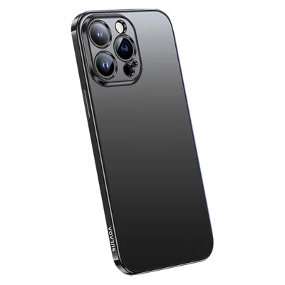 Beskyttende TPU-case til iPhone 15 Pro med elektropladering, anti-skrab telefondækning, AG matte TPU-case - Sort