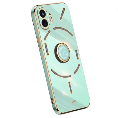 XINLI For Nothing Phone (2) Étui de téléphone électrolytique TPU Anti-chute Couvercle arrière avec anneau de support - Cyan