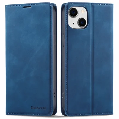 FORWENW Fantasy-Serie für iPhone 15 Kratzfeste Handyhülle Skin-Touch-Lederhülle - Blau