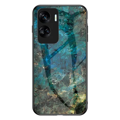 For Honor 90 Lite 5G Marble Pattern Anti-drop Phone Case PC+TPU+Tempered Glass Cover - Emerald Marble