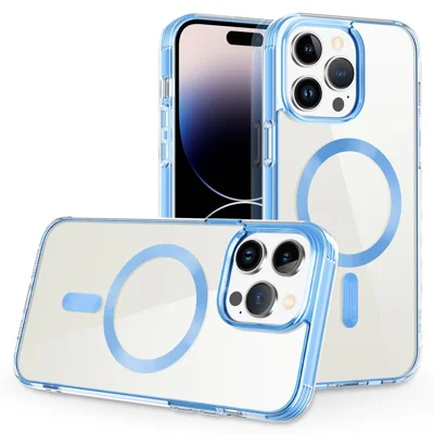 Per iPhone 15 Pro Soft TPU+PC Phone Case Compatibile con MagSafe Anti-Drop Slim Phone Cover - Blu