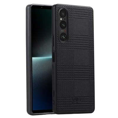 VILI TH Series for Sony Xperia 10 V Phone Case PU Leather Coated PC+TPU Phone Back Cover - Black