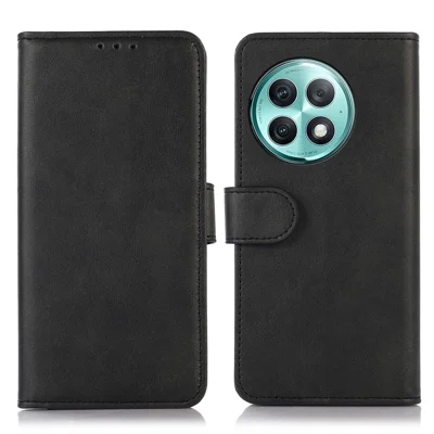 For OnePlus Ace 2 Pro 5G Cowhide Texture Phone Case Wallet Stand Leather Flip Phone Cover - Black
