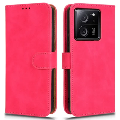 For Xiaomi Redmi K60 Ultra / 13T / 13T Pro Drop Protection Phone Cover Skin-touch Wallet PU Leather Phone Stand Case - Rose
