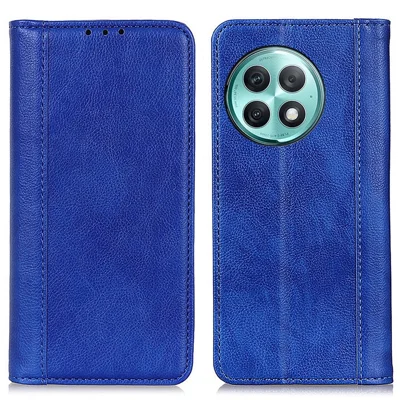 For OnePlus Ace 2 Pro 5G Anti-Scratch Phone Case Split Leather Litchi Texture Wallet Stand Cover - Blue