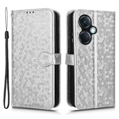 Per OnePlus Nord CE3 5G / Oppo K11 5G Custodia Portafoglio con Supporto Telefono Goffrato in Pelle PU - Argento
