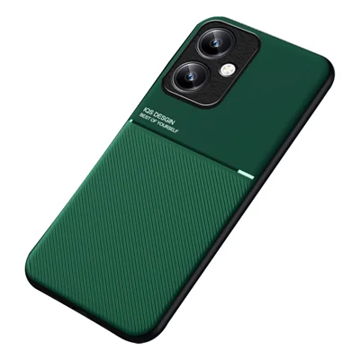 For vivo Y35+ 5G Phone Case Textured PU Leather+TPU Anti-Slip Cover with Fits Magnetic Car Mount - Green
