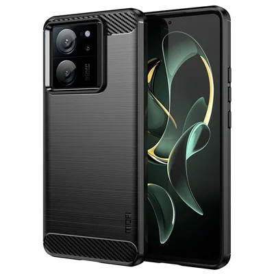 MOFI JK TPU Series-1 for Xiaomi Redmi K60 Ultra / 13T / 13T Pro Brushed Cover TPU Anti-scratch Carbon Fiber Texture Phone Case - Black