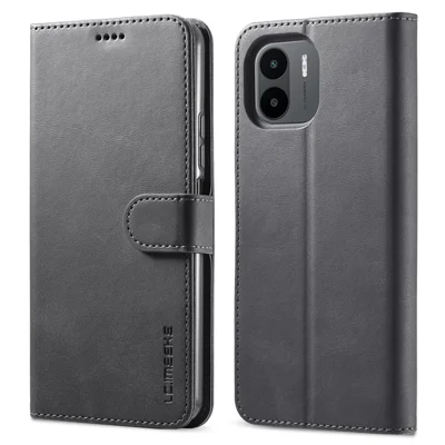 LC.IMEEKE Für Xiaomi Redmi A1 4G / A2 4G Wallet Phone Case Kalbsleder-Textur Stand Lederhülle - Schwarz