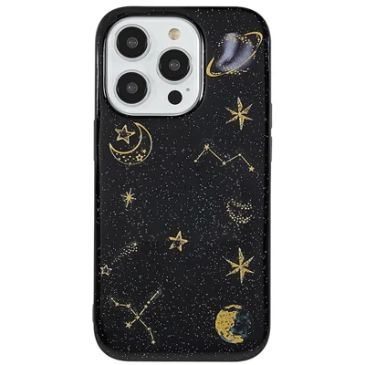 For iPhone 15 Pro Star Planet Pattern  Soft TPU Phone Case Epoxy Design Phone Back Cover - Black