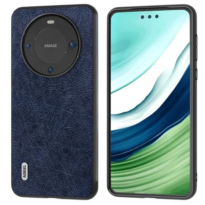 ABEEL For Huawei Mate 60 Pro Phone Case Retro Litchi Texture Leather Coated TPU+PC Cover - Blue