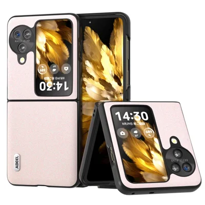 ABEEL For Oppo Find N3 Flip 5G Slim Fit Phone Case Glitter PU Leather + PC Protective Cover - White