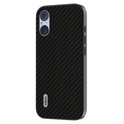 ABEEL Phone Case for Sony Xperia 5 V , Carbon Fiber Texture Leather Coated PC+TPU Cover - Black