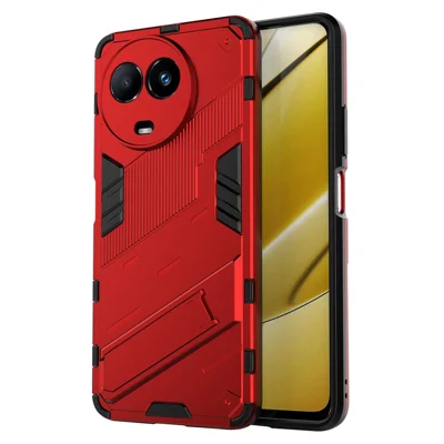 Drop-proof Case for Realme 11x 5G / 11 5G (Global) PC+TPU Protective Cell Phone Cover with Kickstand - Red