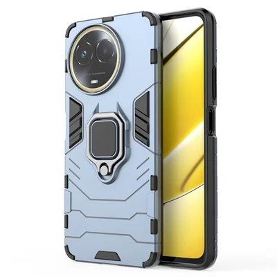 For Realme 11x 5G / 11 5G (Global) TPU+PC Protective Case Ring Holder Kickstand Anti-drop Phone Cover - Blue