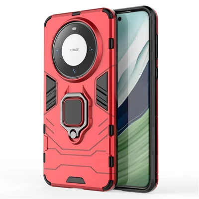 For Huawei Mate 60 Pro TPU+PC Protective Case Ring Holder Kickstand Phone Cover - Red