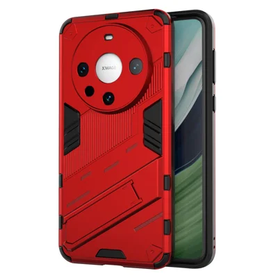 Para Huawei Mate 60 Pro Funda Trasera con Soporte de Policarbonato + TPU a Prueba de Golpes - Rojo