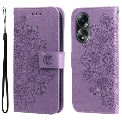 Cover per Oppo A58 4G con Portafoglio in PU con Motivo Floreale, Supporto, Chiusura Magnetica - Viola