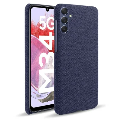 For Samsung Galaxy M34 5G / F34 5G Shockproof Cloth Coated PC Phone Case Anti-scratch Cell Phone Cover - Blue
