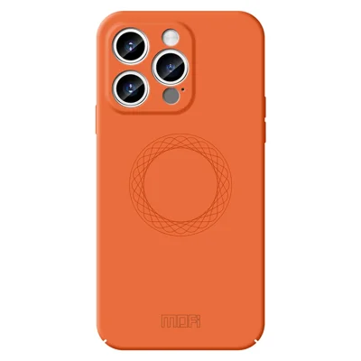 MOFI JK Qin Series Ring Pattern Printing Phone Case für iPhone 15 Pro Max Haut-Touch Matter Acryl+TPU Stoßfester Schutz - Orange