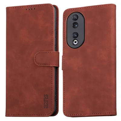 AZNS For Honor 90 Anti-scratch PU Leather Case Stand Wallet Cell Phone Cover - Brown