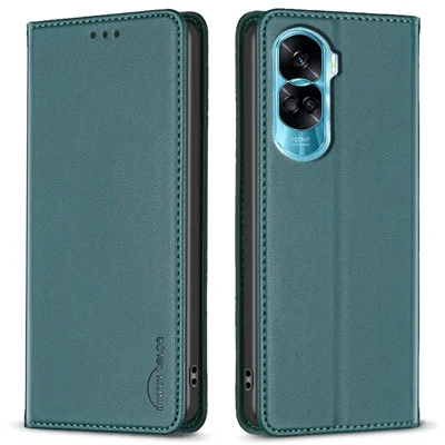 BINFEN COLOR BF18 For Honor X50i 5G / 90 Lite 5G Leather Phone Cover Card Holder Stand Anti-drop Case - Green