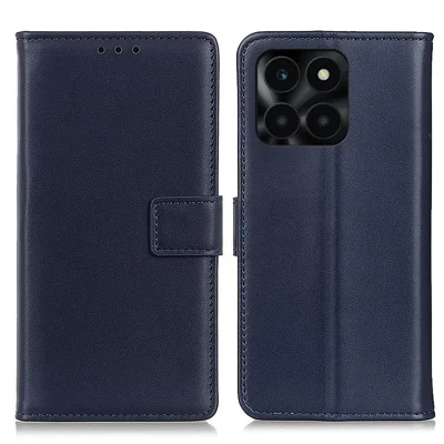 For Honor X6a 4G Wallet Phone Cover Textured Flip Stand PU Leather Smartphone Case - Blue