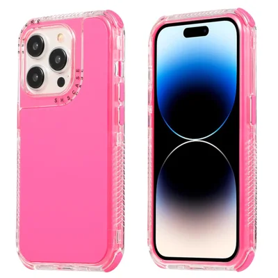 For iPhone 15 Pro Detachable 3-in-1 PC+TPU Cover Shockproof Cell Phone Case - Rose