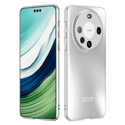 For Huawei Mate 60 Pro Hard PC Phone Back Case Anti-drop Mobile Phone Shell Cover - Silver