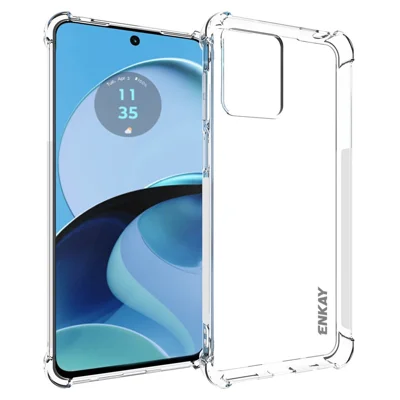 ENKAY HAT PRINCE For Motorola Moto G14 4G HD Clear TPU Case Anti-slip Strip Edge Phone Cover Shell
