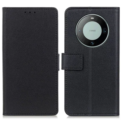 Per Huawei Mate 60 Telefono Cellulare Custodia Anti-caduta in Pelle Testurizzata PU con Supporto a Portafoglio - Nero