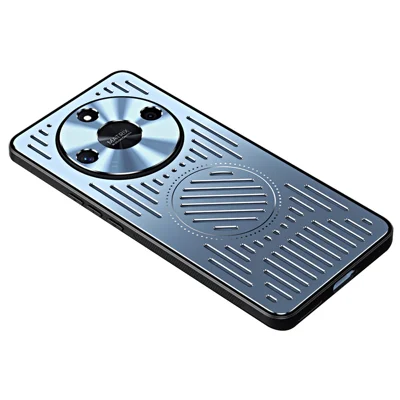 For Honor X50 Hollow Heat Dissipation Phone Back Case TPU+Aluminum Alloy Cover - Blue
