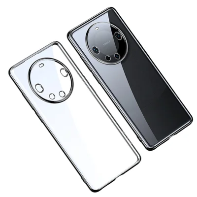 SULADA For Huawei Mate 60 Clear Protective Phone Case Straight Edge Electroplating TPU Cover - Black