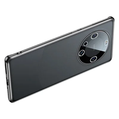 For Huawei Mate 60 Pro+ Case Vacuum Electroplating AG Fingerprint-Proof TPU Phone Cover - Black