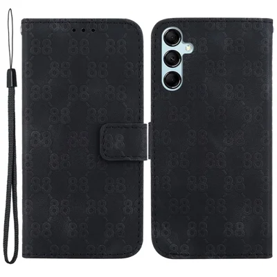 For Samsung Galaxy M34 5G / F34 5G Double 8-Shape Imprint Phone Cover Leather Wallet Stand Case - Black